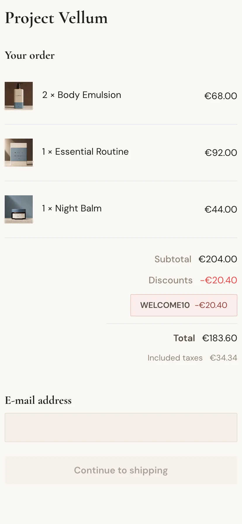 Project Vellum checkout