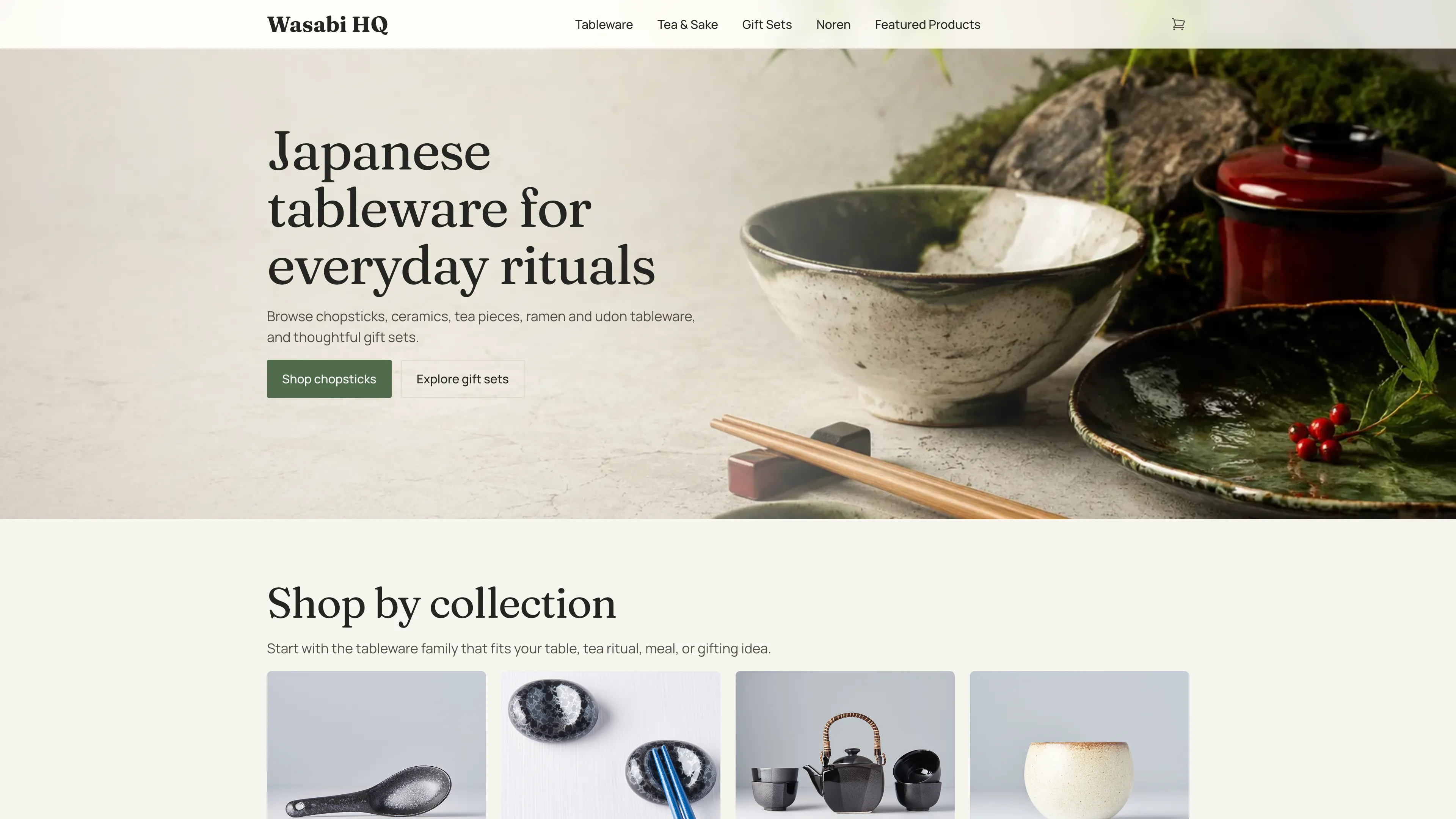 Wasabi HQ desktop storefront