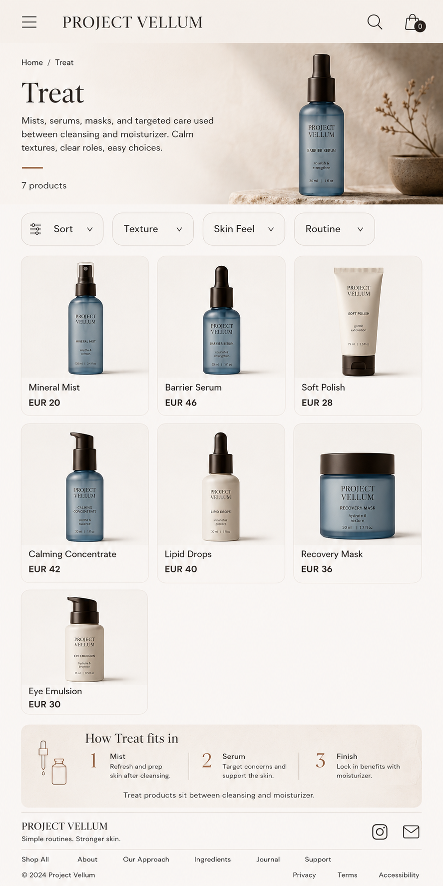 Project Vellum Treat category storefront