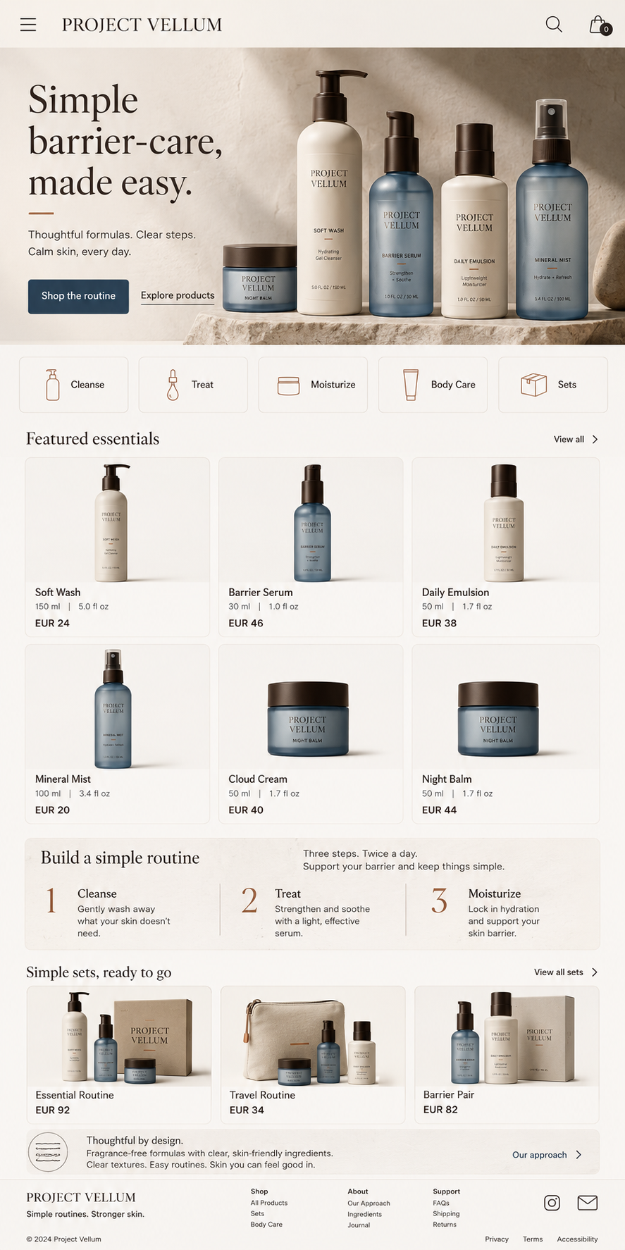 Project Vellum homepage storefront