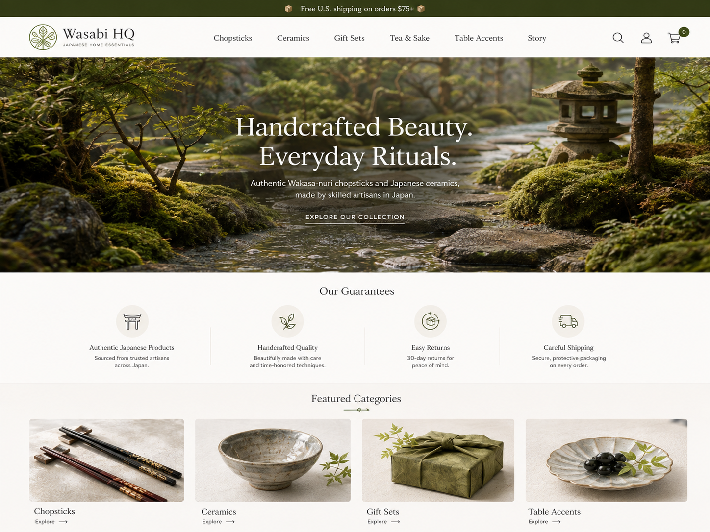 Wasabi HQ desktop storefront